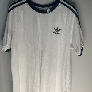Adidas Men's White T-Shirt with Black Accents